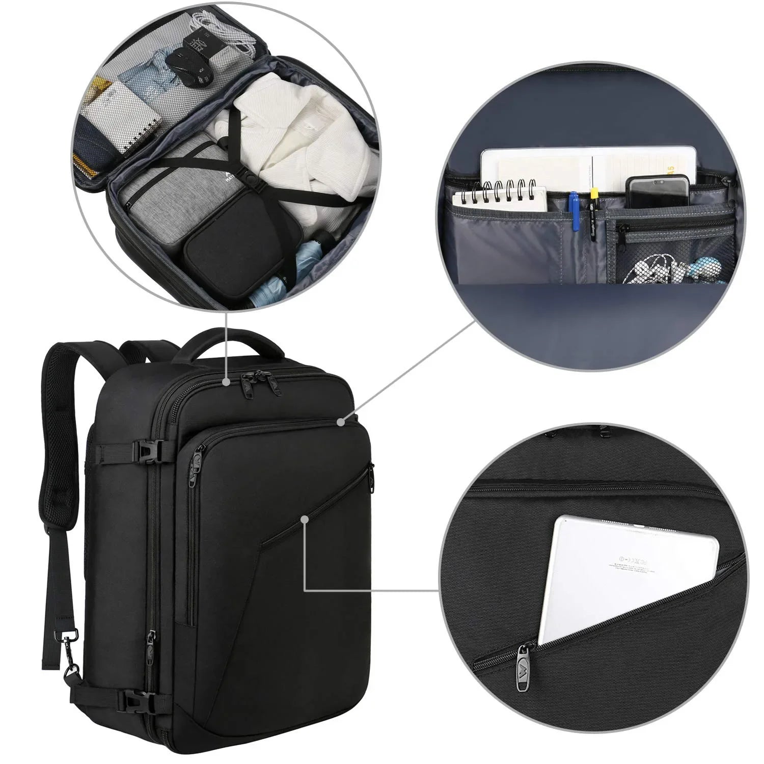 45L Expandable Waterproof Large Men's Travel Hiking Laptop Carry On Backpack