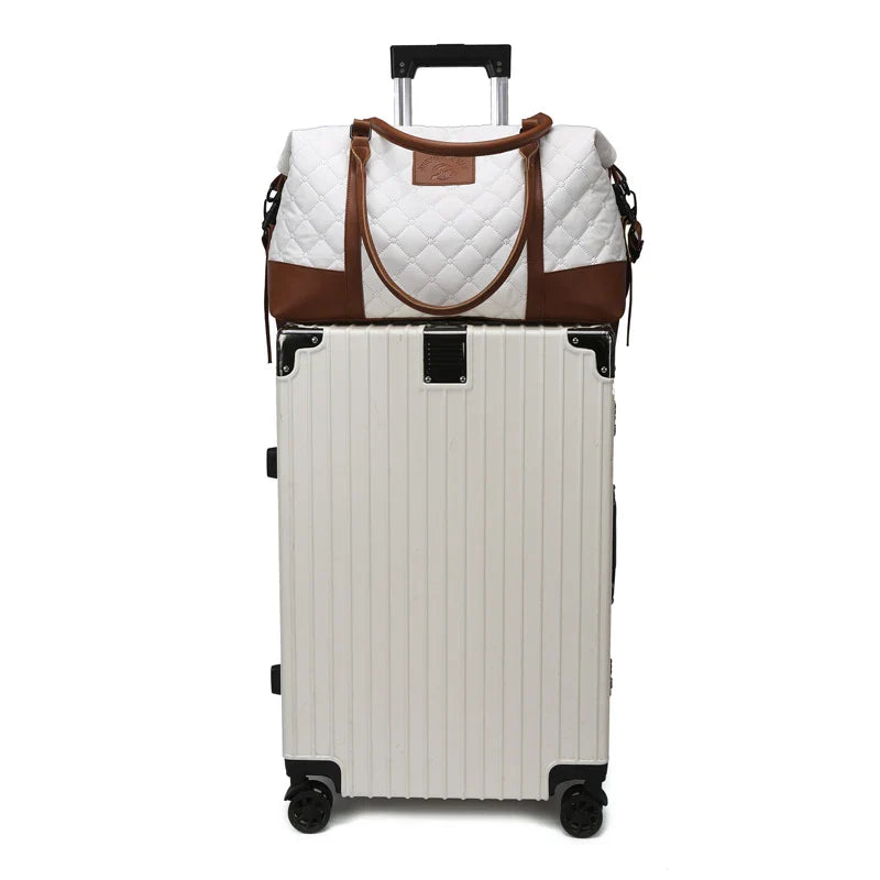 Sofia | Women's Diamond-Pattern Large Capacity Sports Travel Garment Duffle Bag