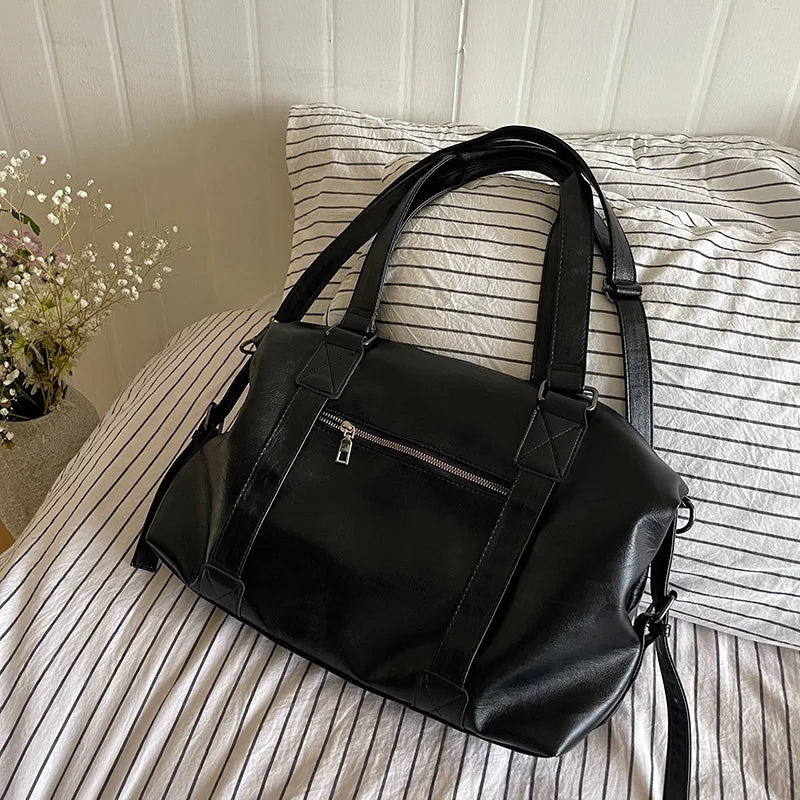 Eve | Women's Large-Capacity PU Leather Overnight Travel Duffle Bag