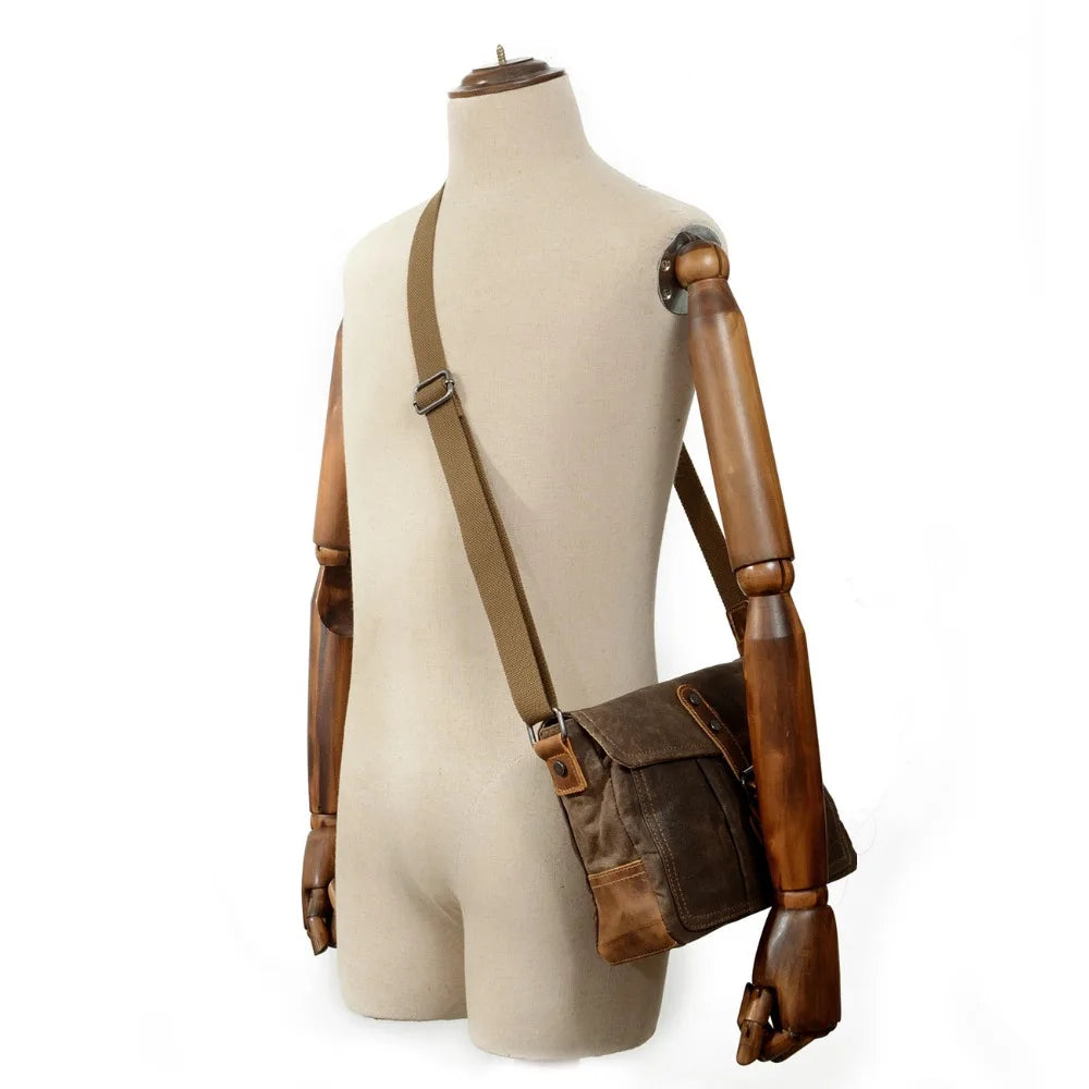 Men's Vintage Waterproof Canvas Crossbody Messenger Bag
