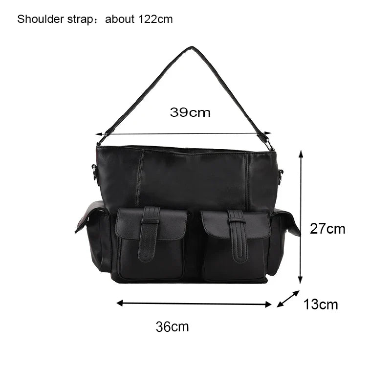 Victoria | Women's Large Capacity Punk Motorcycle Leather Crossbody Messenger Bag