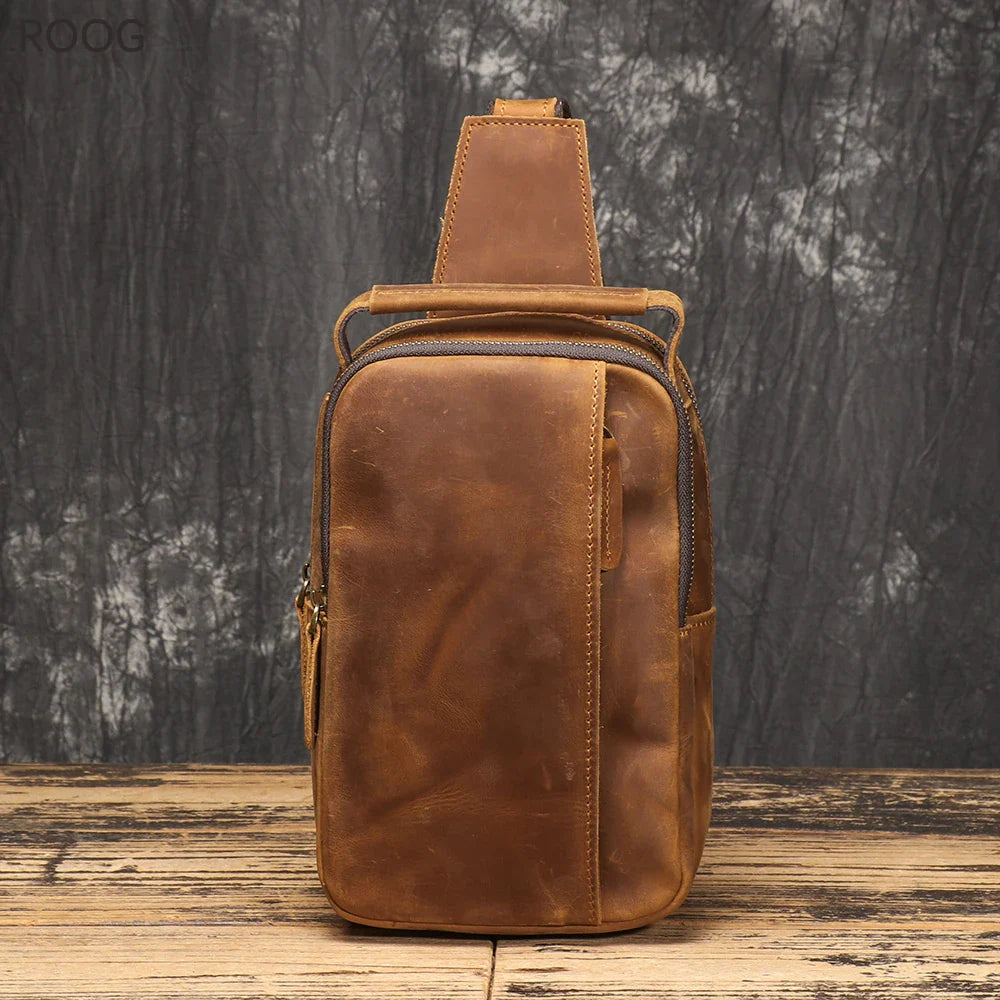 Henry | Men's Vintage Leather Large Crossbody Sling Travel Bag