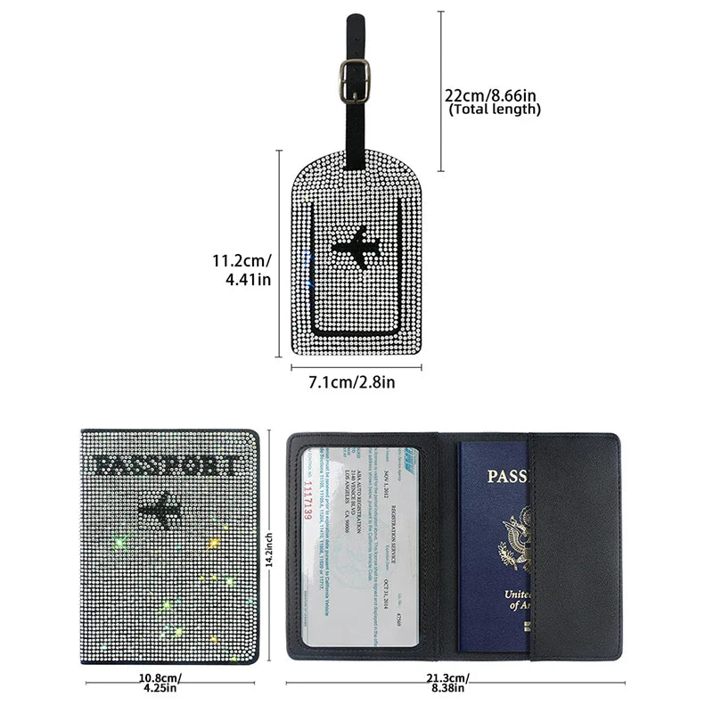 Glittering Passport Holder & Luggage Tag Set