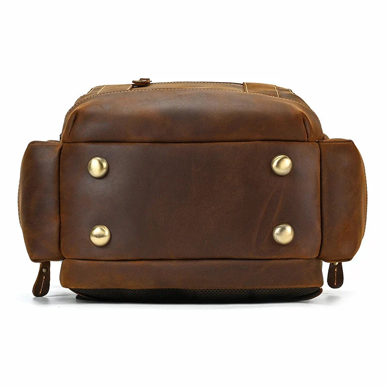 Men's Vintage Leather Large Travel Hiking Laptop Backpack