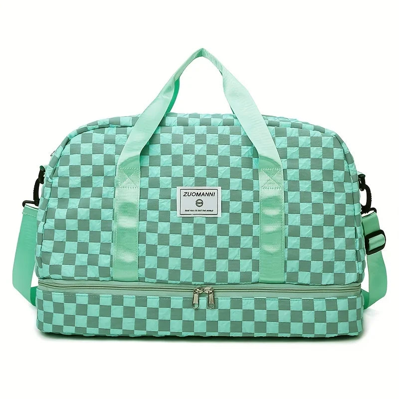 Maya | Women's Checkerboard Pattern Large Capacity Weekender Duffle Bag