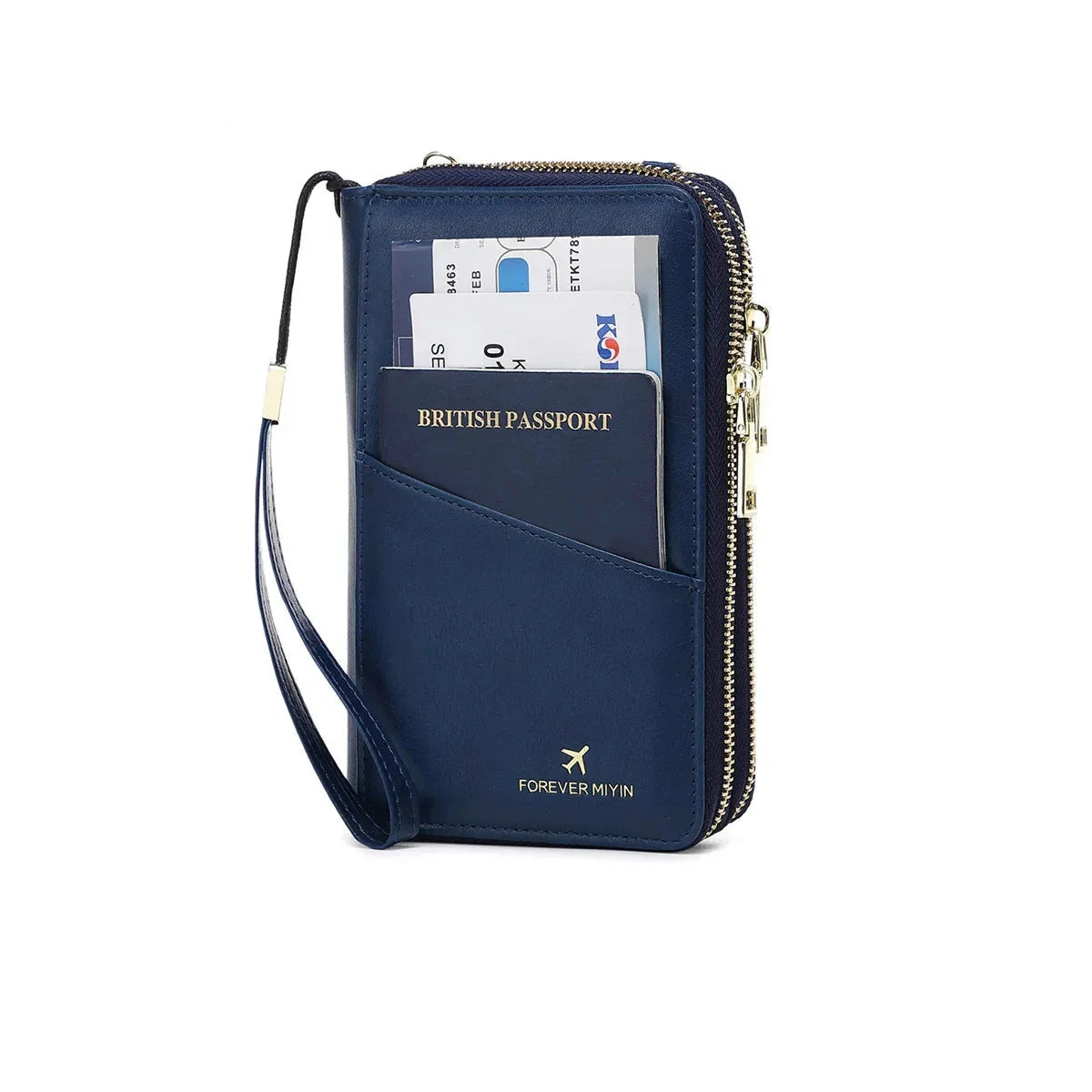 Women's RFID Blocking Passport Holder Travel Wallet with Strap
