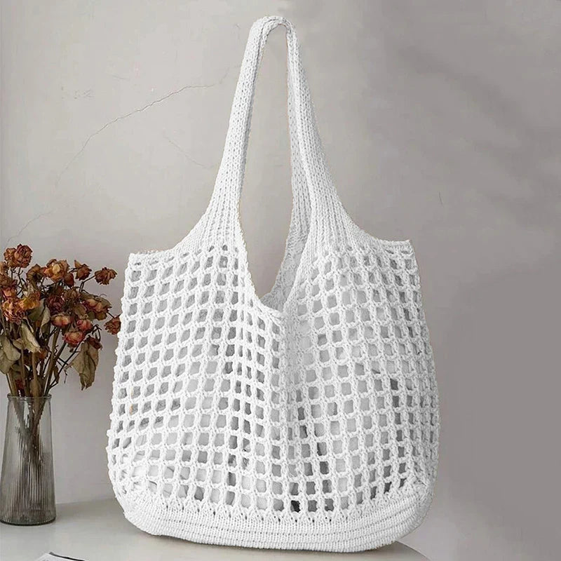 Women’s Crochet Tote Bag Spacious Hollow Knit Everyday Tote