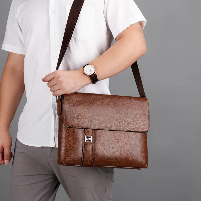 Jack | Men's Simple Large Capacity Leather Crossbody Messenger Sling Bag