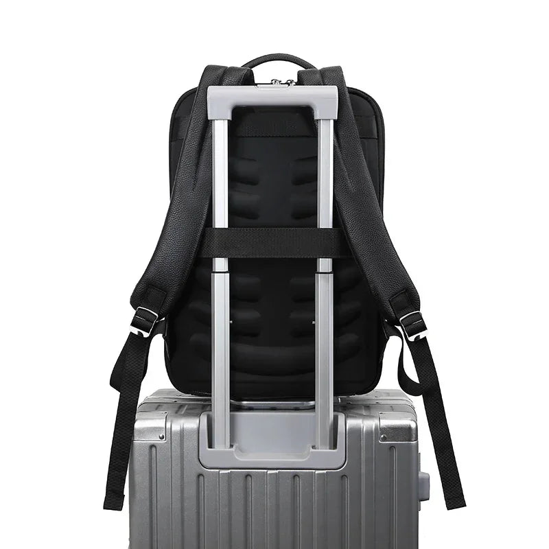 Ethan | Men's Classic Black PU Large Business Laptop Travel Backpack