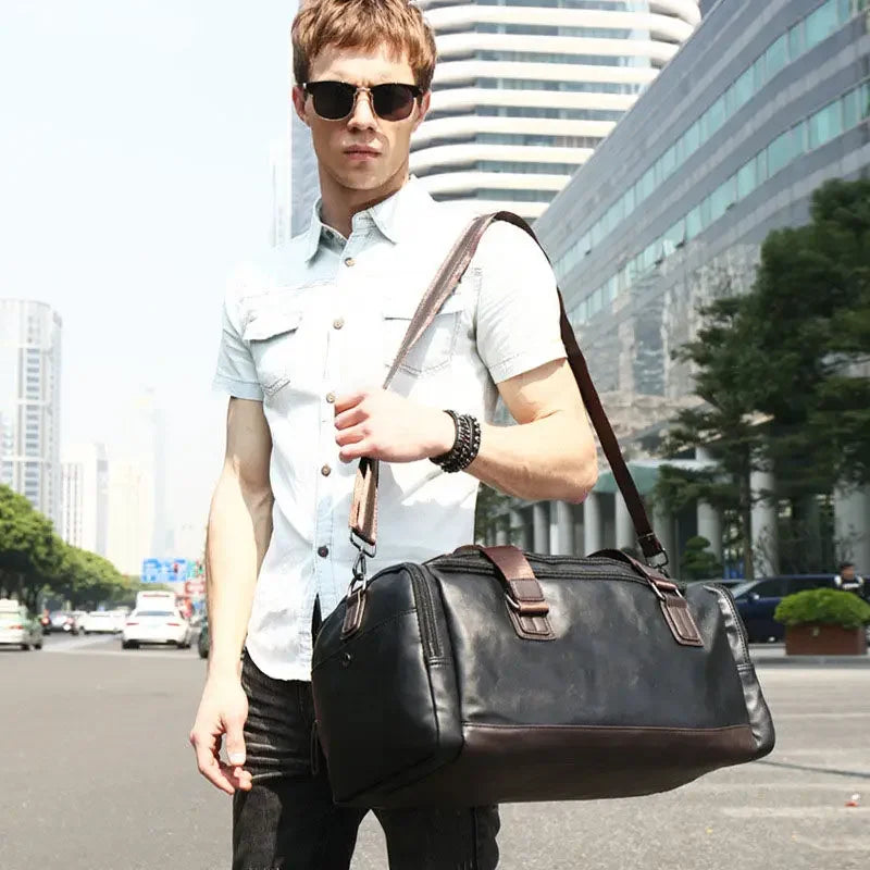 Harrison | Men's Premium Leather Weekender Travel Gym Duffle Bag