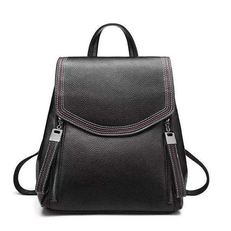 Women's Genuine Leather Flap Travel Backpack