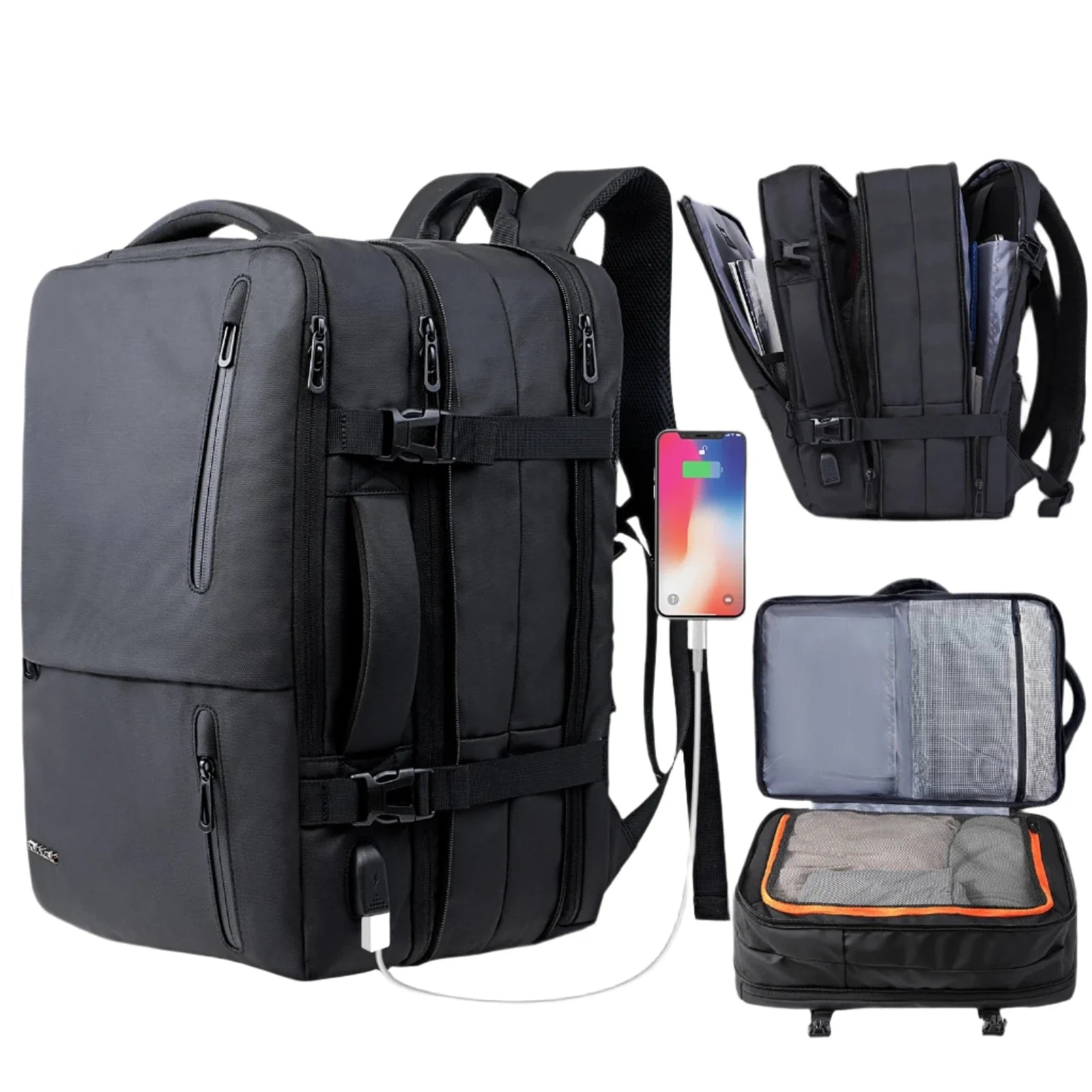 Lucas | Men's Large Expandable Travel Rucksack Laptop Backpack with USB Charging