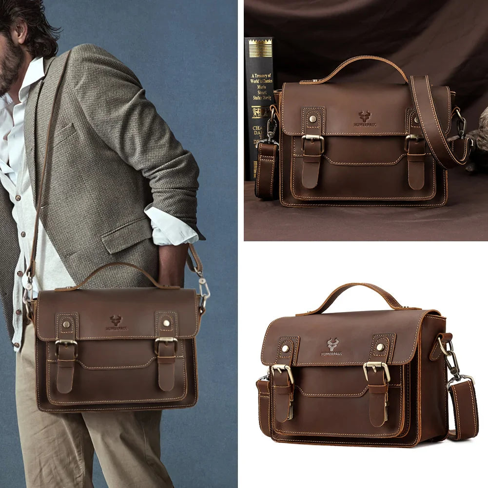 Jamie | Men's Vintage Crazy Horse Leather Crossbody Handbag