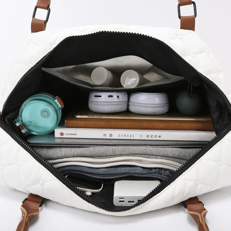 Sofia | Women's Diamond-Pattern Large Capacity Sports Travel Garment Duffle Bag