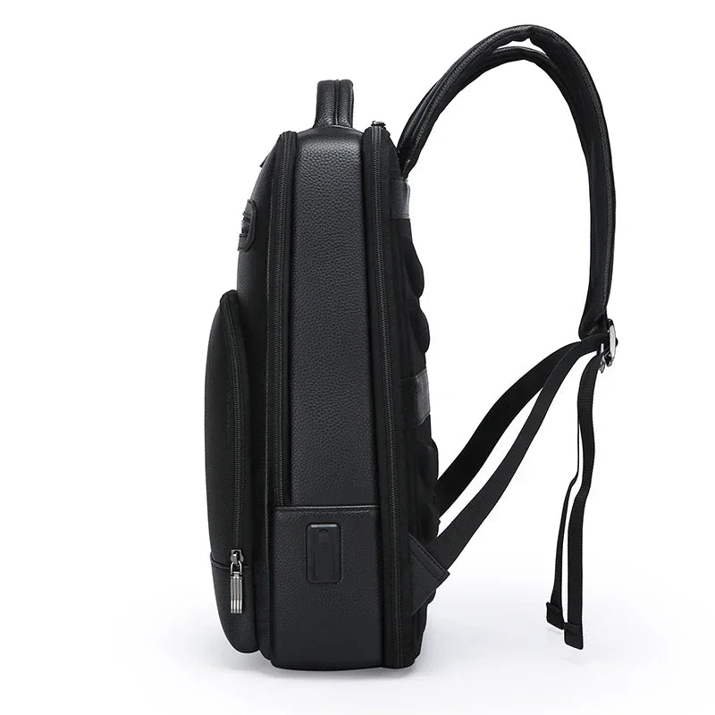 Ethan | Men's Classic Black PU Large Business Laptop Travel Backpack