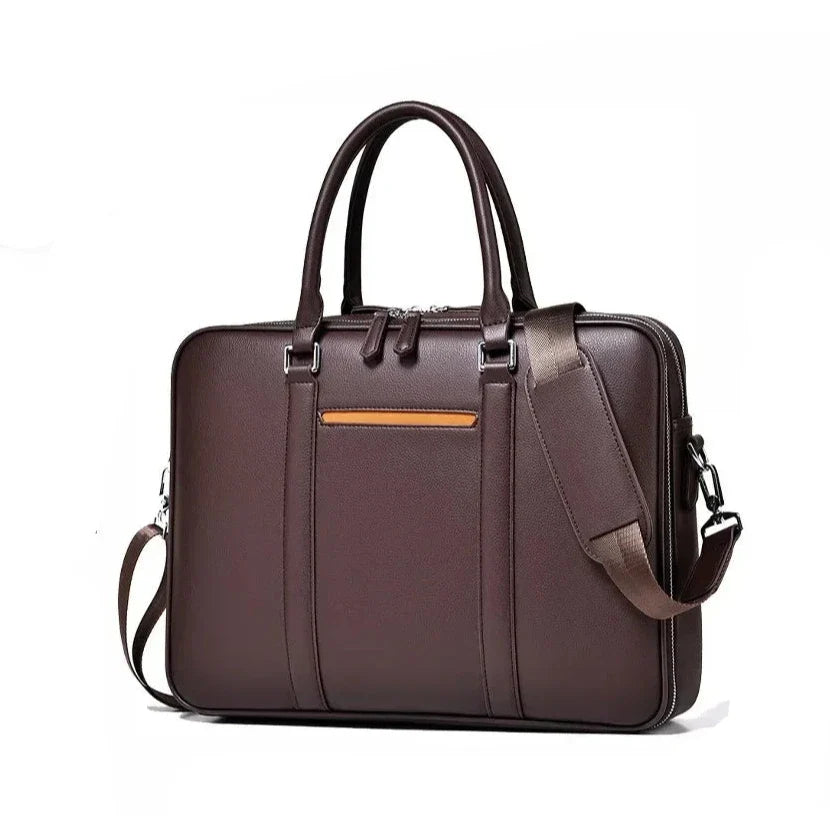 Manhattan | Leather Business Laptop Briefcase Crossbody Handbag