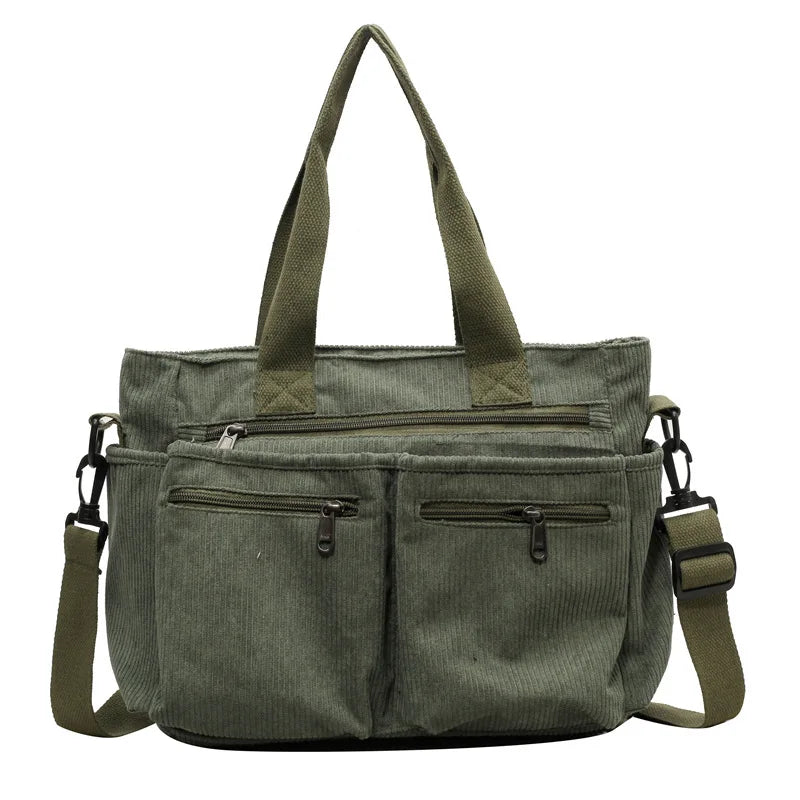 Harvey | Women's Solid Colour Corduroy Crossbody Messenger Bag