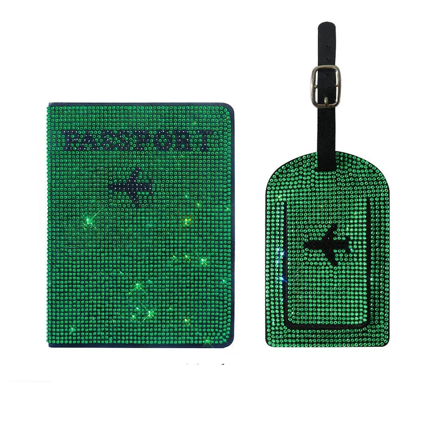 Glittering Passport Holder & Luggage Tag Set