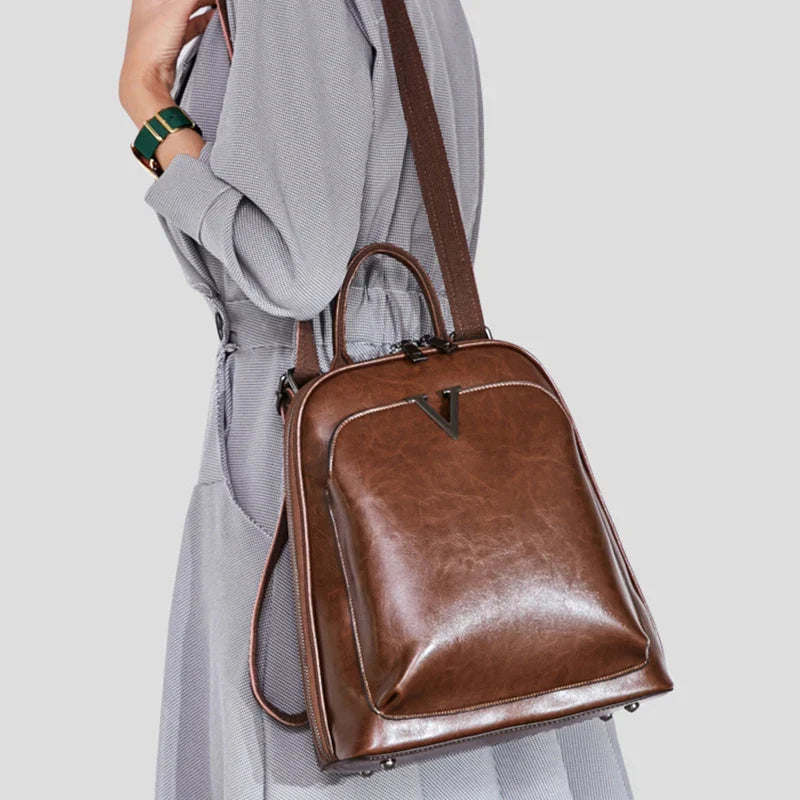 Elise | Women's Convertible Leather Travel Backpack Rucksack