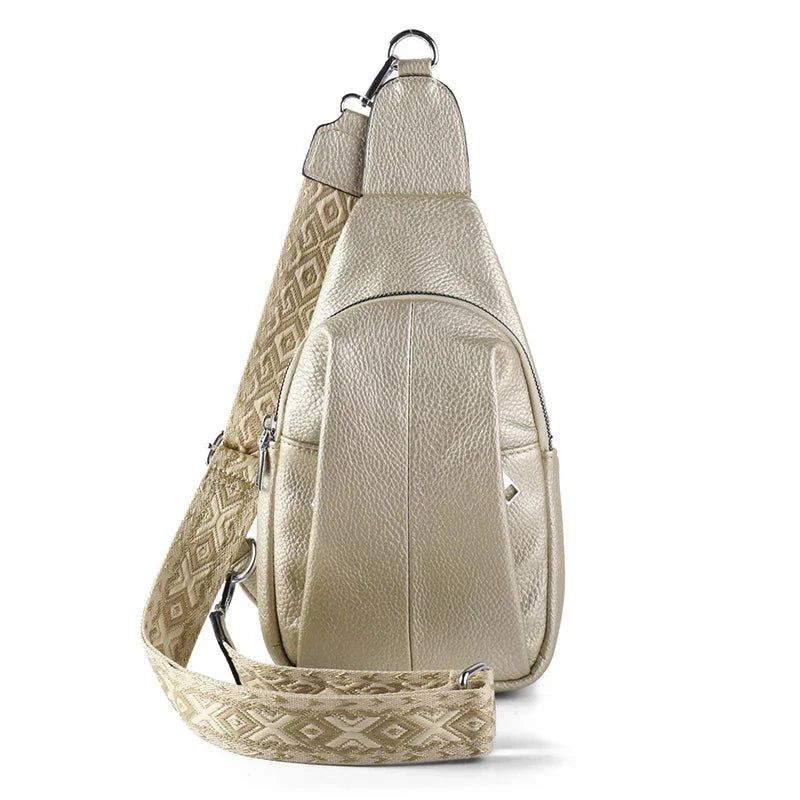 Ava | Women's Geometric Strap Leather Crossbody Sling Bag