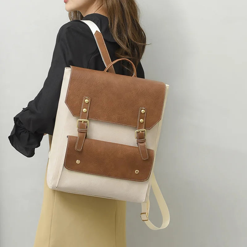Evelyn | Women's Vintage Buckle Flap Travel Laptop Backpack