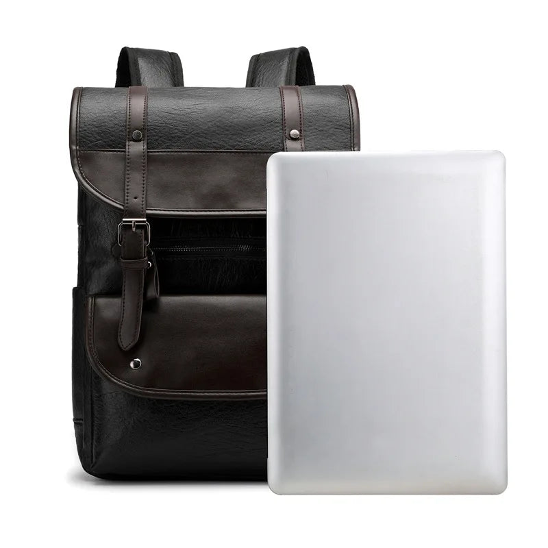 Summit | Men's PU Leather Large Capacity Waterproof Laptop Backpack