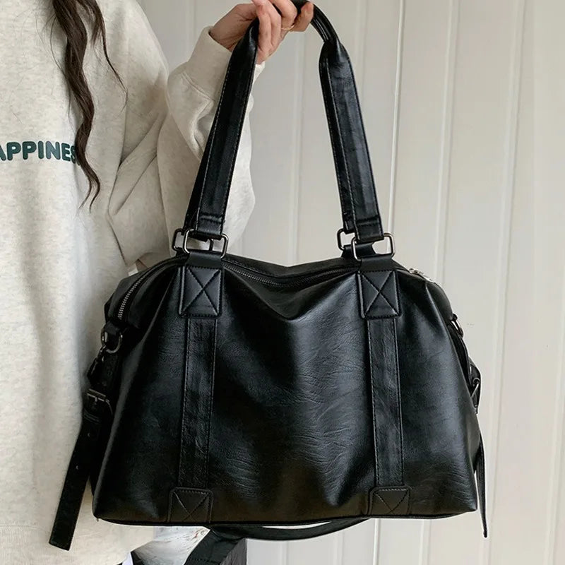 Eve | Women's Large-Capacity PU Leather Overnight Travel Duffle Bag