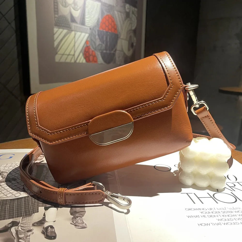 Chloe | Women's Genuine Leather Crossbody Messenger Bag with Buckle Closure