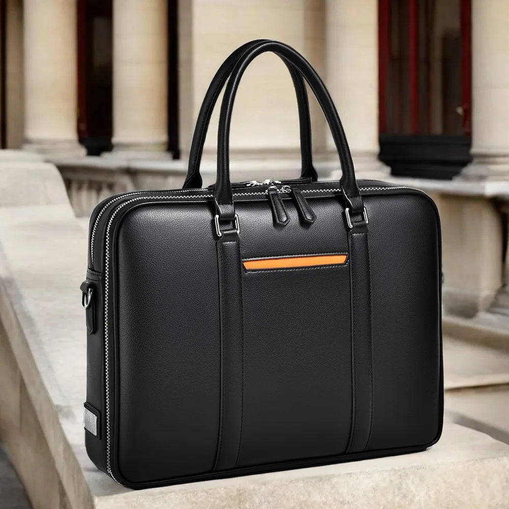 Manhattan | Leather Business Laptop Briefcase Crossbody Handbag