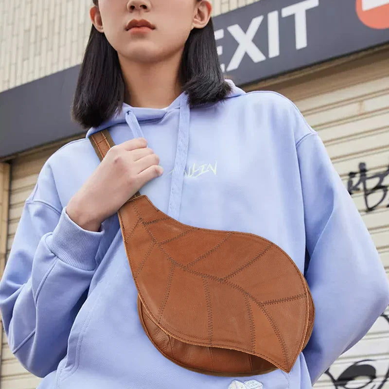 Lila | Women's Leaf Shaped Leather Crossbody Sling Bag