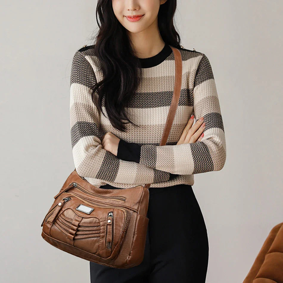 Elena | Women's PU Leather Large Crossbody Messenger Bag