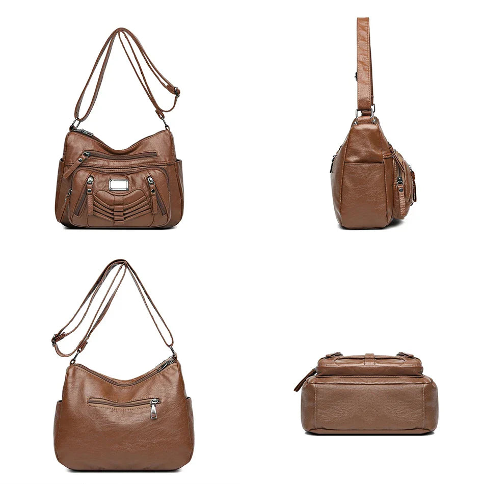 Elena | Women's PU Leather Large Crossbody Messenger Bag