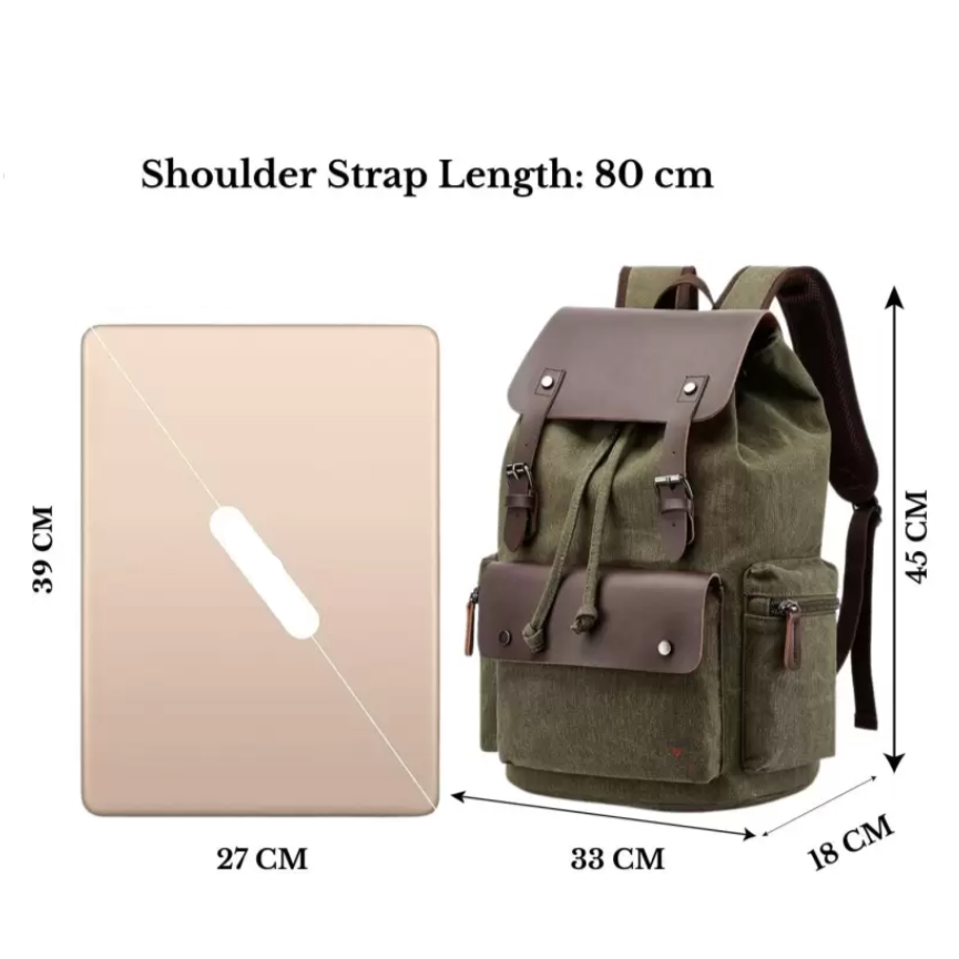 Harrison | Vintage Canvas Travel Laptop Drawstring Backpack