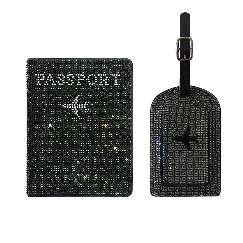 Glittering Passport Holder & Luggage Tag Set