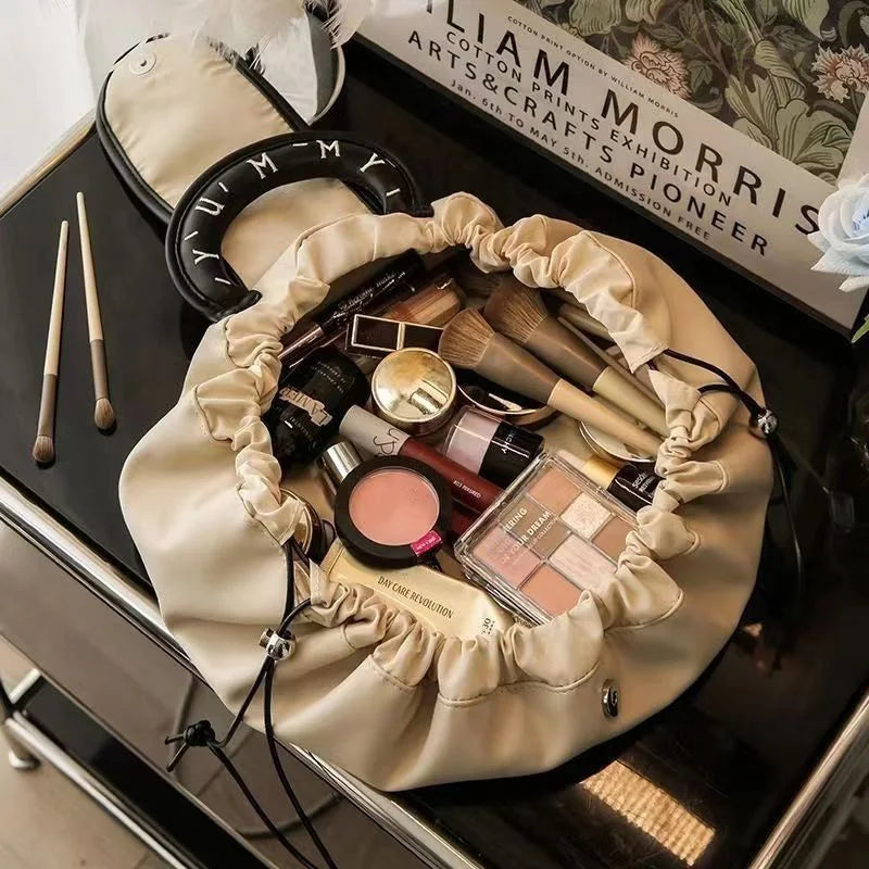 Women's Large Foldable Drawstring Cosmetic Makeup Travel Bag