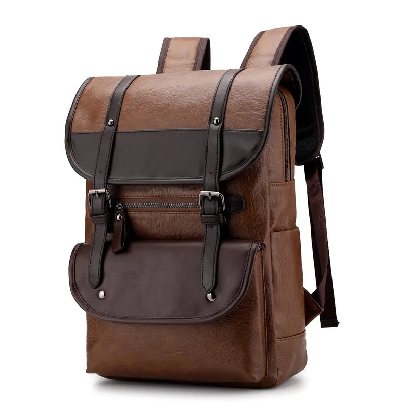 Summit | Men's PU Leather Large Capacity Waterproof Laptop Backpack