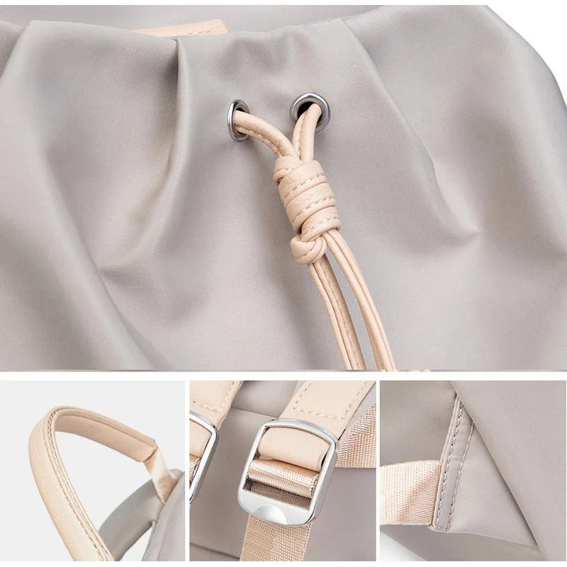 Chloe | Women's Fashion Daypack with Pleated Drawstring Travel Laptop Backpack