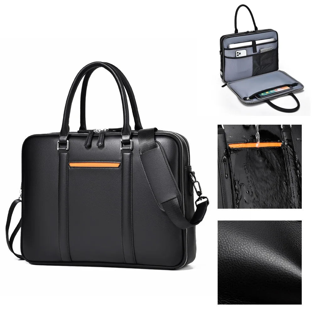 Manhattan | Leather Business Laptop Briefcase Crossbody Handbag