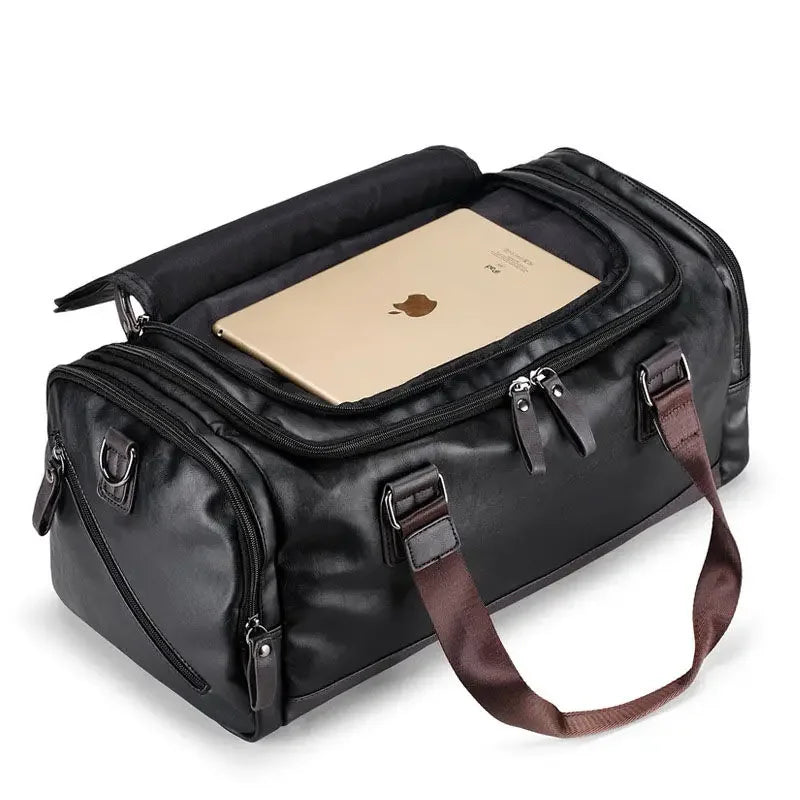 Harrison | Men's Premium Leather Weekender Travel Gym Duffle Bag