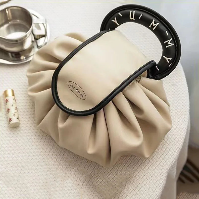 Women's Large Foldable Drawstring Cosmetic Makeup Travel Bag