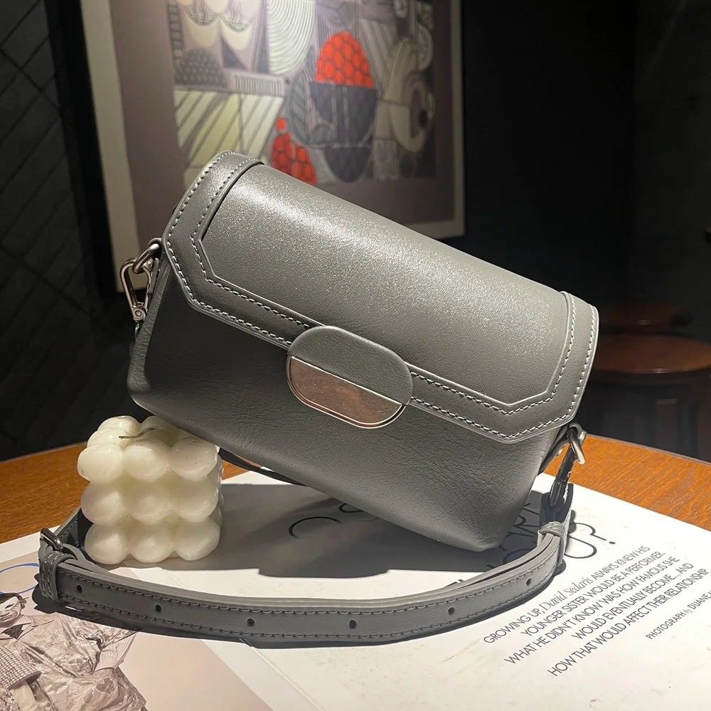 Chloe | Women's Genuine Leather Crossbody Messenger Bag with Buckle Closure