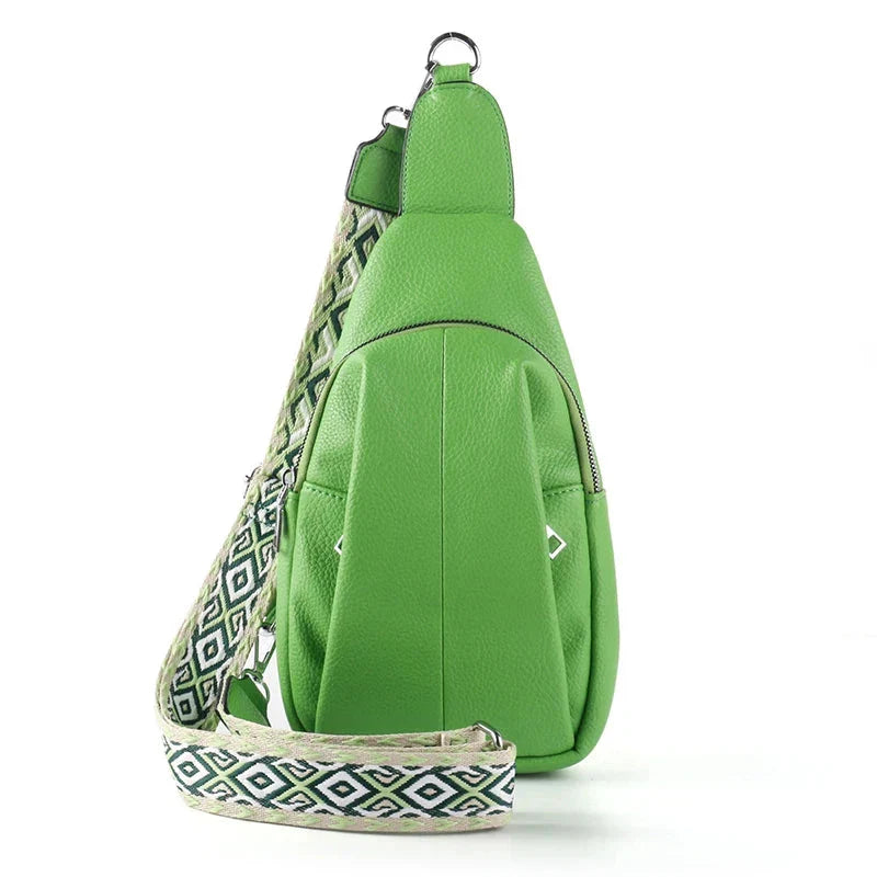 Ava | Women's Geometric Strap Leather Crossbody Sling Bag