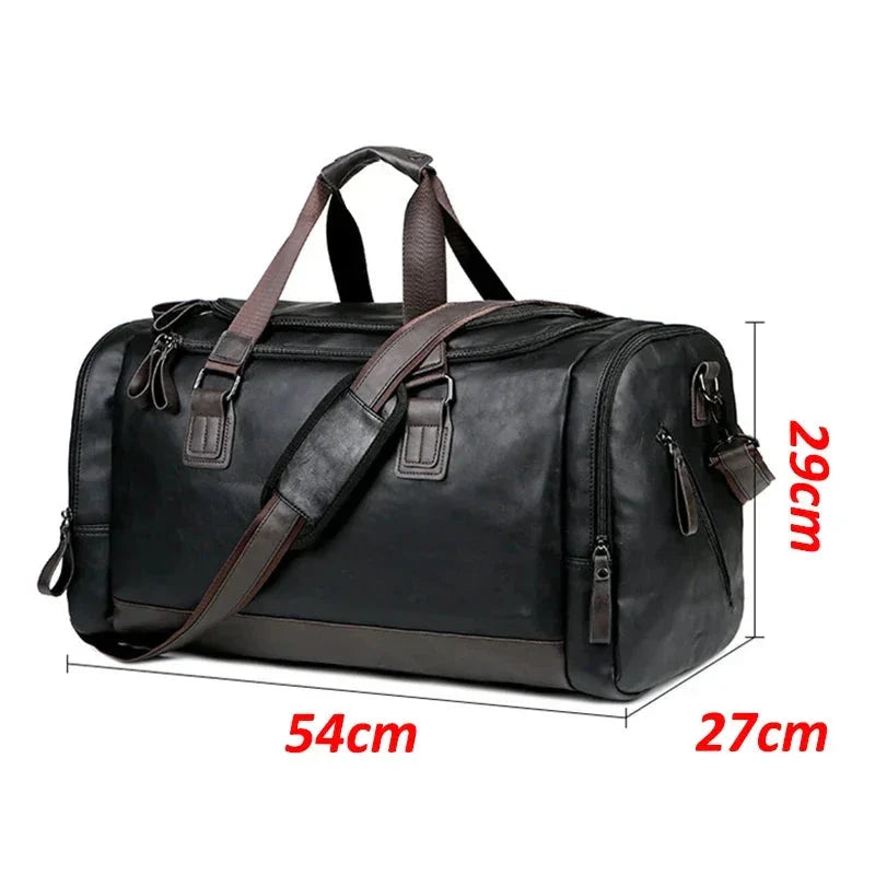 Harrison | Men's Premium Leather Weekender Travel Gym Duffle Bag