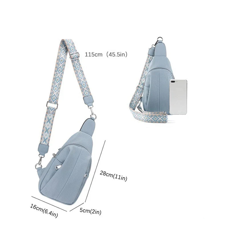 Ava | Women's Geometric Strap Leather Crossbody Sling Bag