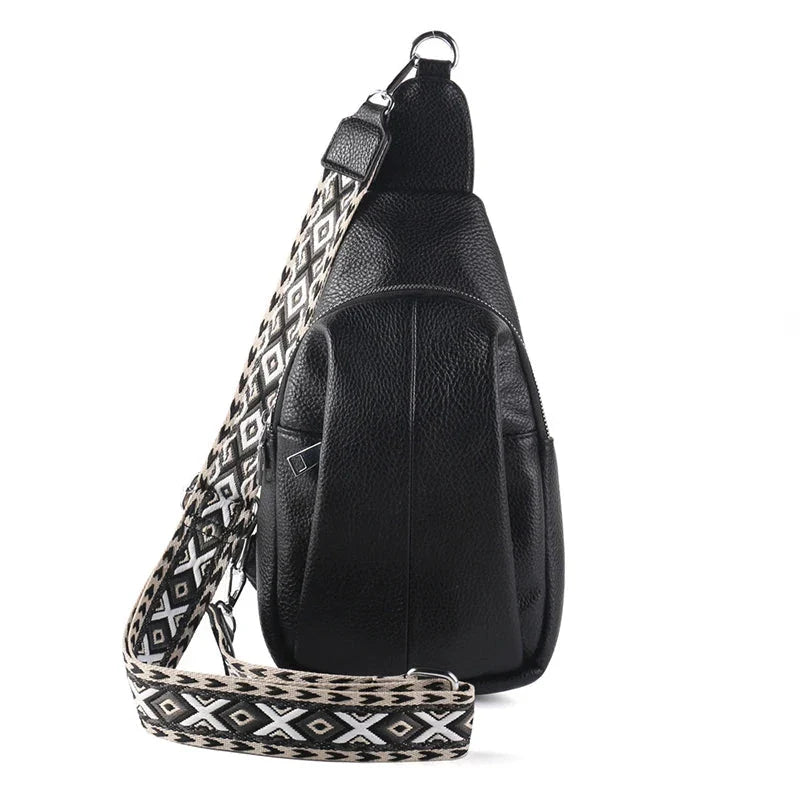 Ava | Women's Geometric Strap Leather Crossbody Sling Bag