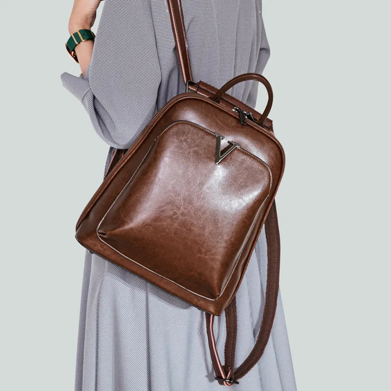 Elise | Women's Convertible Leather Travel Backpack Rucksack