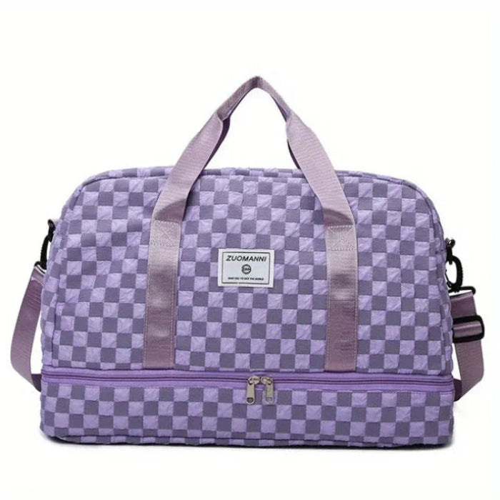 Maya | Women's Checkerboard Pattern Large Capacity Weekender Duffle Bag