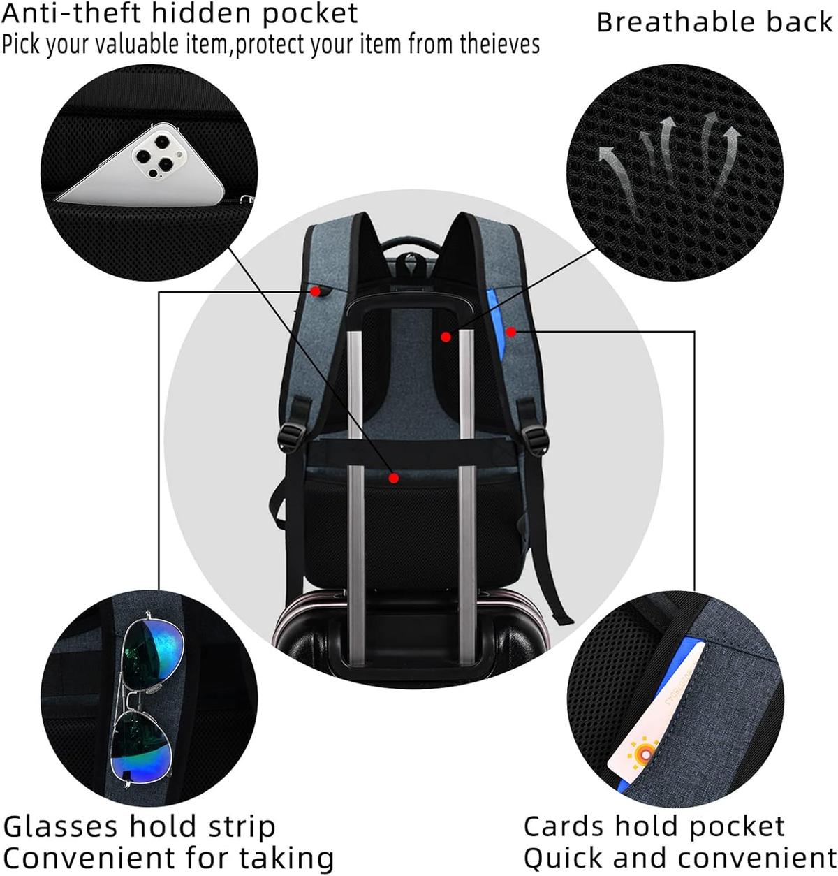Anti-Theft Travel Laptop Backpack with USB Port and Organized Storage