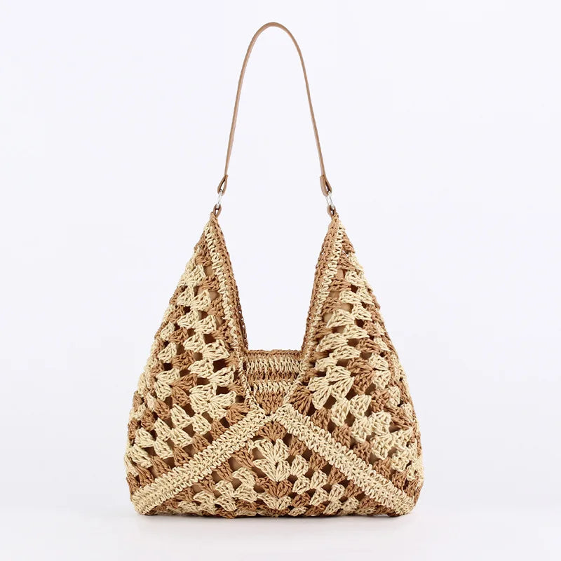 Women’s Summer Shoulder Bag Practical Woven Travel Tote