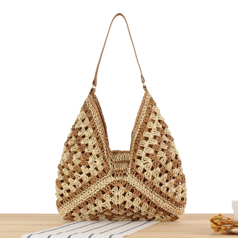 Women’s Summer Shoulder Bag Practical Woven Travel Tote